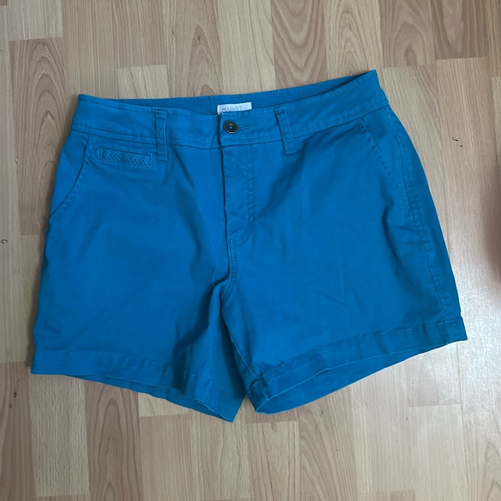 Market & Spruce size 4 Chino Shorts blue stretchy mid rise Stitch Fix